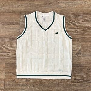 adidas Go-To Sweater Vest White with Green Trim Women's Size Large